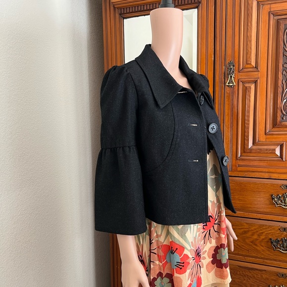 Willi Smith Black Wool Cropped Bell Sleeve Jacket NWT - Picture 4 of 14